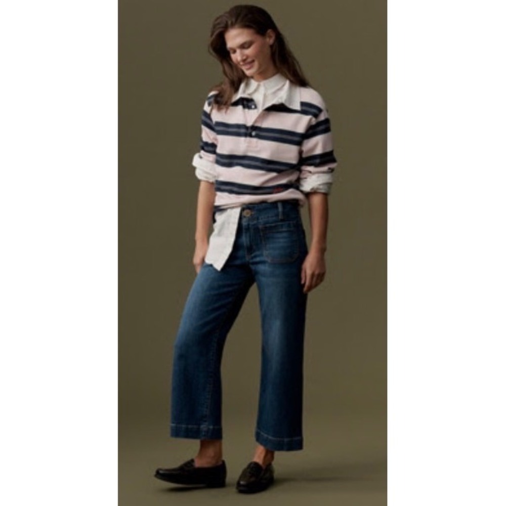 Maeve Anthropologie The Colette Cropped Wide Leg Jeans Dark Wash Denim 28 NEW